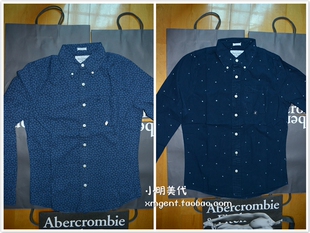 美国代购正品Abercrombie Fitch af男15新款修身纯棉柔软长袖衬衫