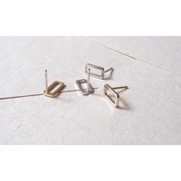 JZ Earring日本极简设计师 解构主义几何图形耳钉-长方形/黑金银