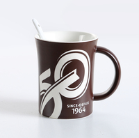 包邮 Tim Hortons50周年限量咖啡色雕刻马克杯创意陶瓷水杯咖啡