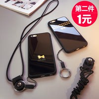 情侣蝴蝶结iphone6s手机壳苹果6手机壳挂绳硅胶6plus保护套5s外壳