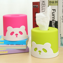 可爱熊猫家居纸巾盒 韩版创意简约桌面卷筒纸巾抽纸盒家用 圆筒纸