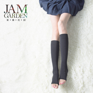 jamgarden日本进口睡眠压力瘦腿显瘦袜露趾  日系半筒长袜女过膝