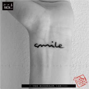 纹身贴防水男女 创意微笑英文字母的smile小清新刺青一次性贴纸