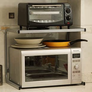 厨房实用进口加厚微波炉置物架电饭煲烤箱架子大承重不锈钢喷漆