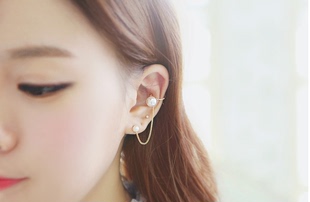 w023 时尚韩版 韩国东大门流行单款珍珠多耳钉耳洞耳夹耳骨耳饰