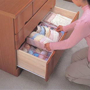 日本进口inomata 内衣收纳盒 塑料抽屉双层粉色 文胸内衣收纳盒