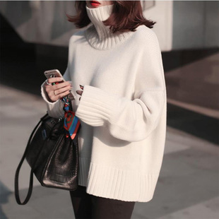 2015韩版女装新款纯色宽松套头打底衫针织衫加厚高领毛衣z3613