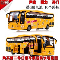 合金旅行大巴士校车 英伦双层公交车声光回力汽车模型儿童玩具车