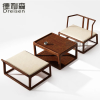 新中式茶桌椅组现代老榆木茶台禅意茶室家具实木泡茶桌功夫茶座桌