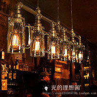 loft工业酒瓶玻璃扎啤酒杯水管吊灯 创意个性酒吧台餐厅复古吊灯