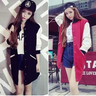 春秋冬装棒球服女学生装外套新款修身韩版中长款潮学院卫衣棒球衫