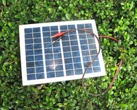 5W 多晶硅 太阳能电池板+1米线+鳄鱼夹 直充12V蓄电池充电器发电