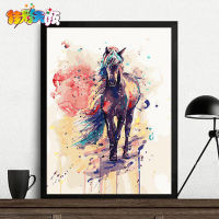 数字油画diy油画 客厅大幅动物风景情侣结婚手绘装饰画 彩绘骏马