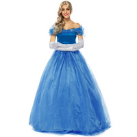 灰姑娘公主裙成人演出服 蓝色礼服 童话城堡女王服装包邮万圣节服