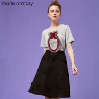 玛丽安玛丽新女秋装针织棉短款休闲短袖T恤MM1538BWTS114