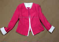 清仓处理----女装玫红撞色边订珠一粒扣长袖西装外套118元