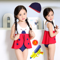 超萌可爱韩版儿童温泉泳衣女童连体泳装婴儿宝宝女孩瓢虫游泳衣