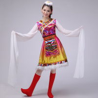 新款藏族舞蹈演出服女成人藏族水袖演出服装藏服民族表演服装蒙古