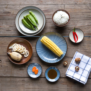日式和风创意陶瓷盘子 圆盘平盘调味碟 点心盘水果盘餐盘凉菜盘