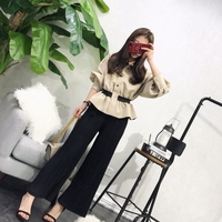 韩国东大门代购新款2017女装韩范短款收腰七分袖蝙蝠袖短外套秋装