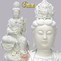 收藏品德化陶瓷15吋神思妙凝如意观音像 菩萨佛像摆件艺术品摆设