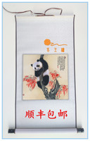 吴王绣手工品牌苏绣刺绣成品带轴画国宝大熊猫嬉戏高级商务礼品