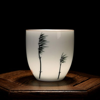 小茶杯茶具手绘亚光主人水杯脂白酒杯陶瓷品茗杯定窑白瓷彩单杯子