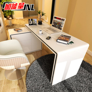 加能量转角电脑桌台式家用现代简约写字台烤漆书桌书柜组合办公桌