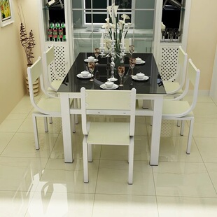餐桌椅组合简约现代实木餐桌子长方形钢化玻璃北欧小户型桌子饭桌