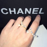 韩国进口 珍珠镶钻均码可调节开口戒指指环女款饰品 两色