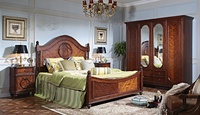 欧原家居-美式实木双人床可配套床头柜妆台衣柜斗柜特价正品