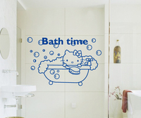 hello kitty猫洗澡墙贴纸婴儿游泳馆贴画卫生间浴室防水贴瓷砖贴