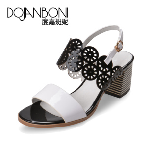 Dojanboni/度嘉班妮2015新款白搭舒适时尚粗跟女凉鞋30059正品