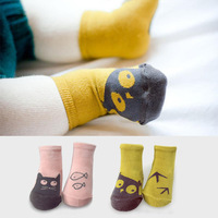 2015新款韩国 纯棉卡通 不对称婴儿童船袜 婴幼儿宝宝防滑地板袜