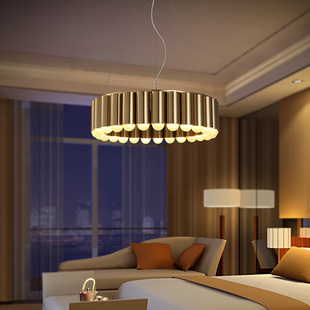 北欧时尚设计led吊灯简约创意异形环形铁艺客厅餐厅酒店餐桌吊灯