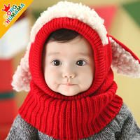 秋冬款儿童套脖围脖毛线宝宝婴儿保暖披肩韩版耳朵连体围巾帽子