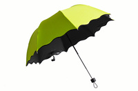遇水显花三折遮阳防嗮黑胶太阳伞防紫外线男女时尚晴雨两用伞