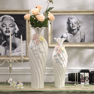 简约现代 落地大号花瓶现代时尚软装家居陶瓷摆件简约客厅装饰品