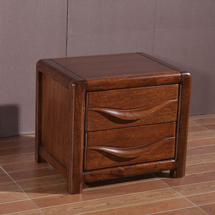 胡桃木床头柜中式 全实木床头柜现代 储物柜 卧室家具