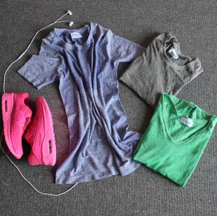 2015春季创意大码女t恤跑步运动显瘦宽松半袖针织修身衫女潮健身