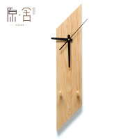 【时立】实木钟表进口原木创意简约田园多功能客厅挂钟可衣挂新品