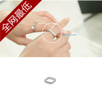 韩国代购正品日韩版进口首饰品女方形925纯银简约细款食指戒指环
