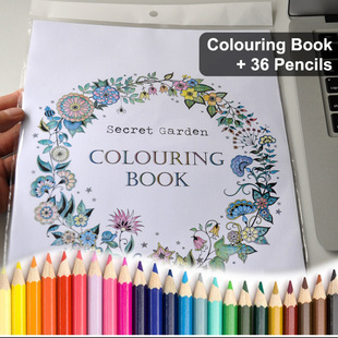 填色活页图册 秘密花园和魔法森林 36彩色铅笔/卷笔刀/橡皮擦