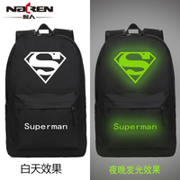 夜光原宿双肩包SUPERMAN超人标志男女士背包中学生书包新秋韩版