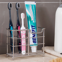 欧润哲卫生间浴室创意不锈钢牙刷架牙膏架 牙具座收纳沥水置物架