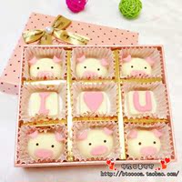 DIY粉色猪头手工巧克力礼盒装七夕情人节送男女儿童生日节日礼物