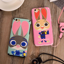 疯狂动物城朱迪兔子苹果iPhone6S/6plus手机壳蚕丝纹软壳挂绳萌女