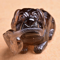 世随天然茶水晶发晶雕刻旺财摆件雕工细腻雕刻小狗摆件