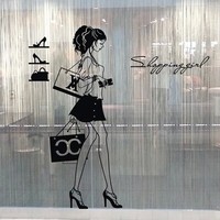 【购物女孩】服装店装饰贴纸橱窗人物墙贴玻璃贴纸门贴鞋店包店