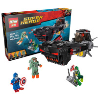 乐拼积木超级英雄蝙蝠侠超人钢铁骷髅攻击潜艇拼装周边玩具07020
